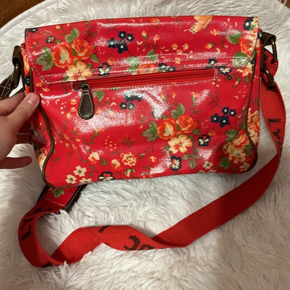 Lydc London satchel purse red floral - Picture 8 of 9